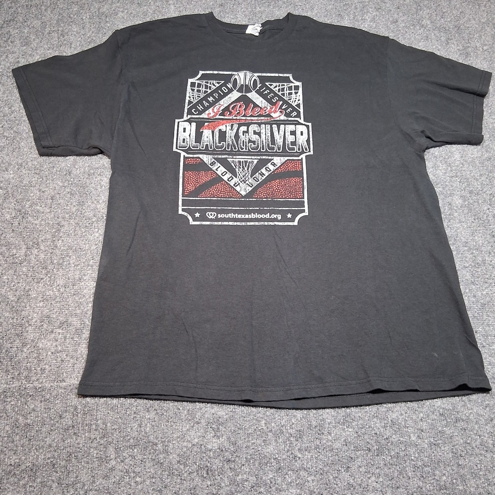 Black & Silver Champion Lifesaver Blood Donor Basketball Black Tshirt Size 2XL